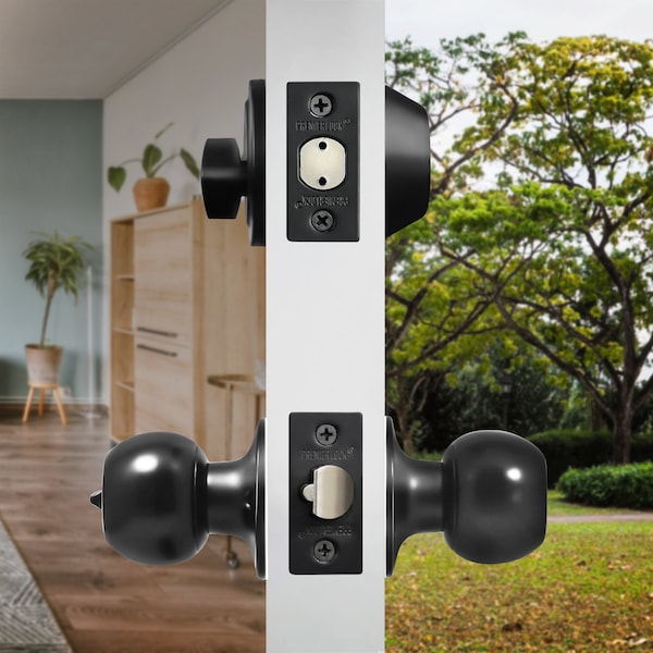 Premier Lock Entry Door Knob Combo Lock Set with Deadbolt Set of 3, Keyed Alike, Matte Black, 3PK - ED07C-3