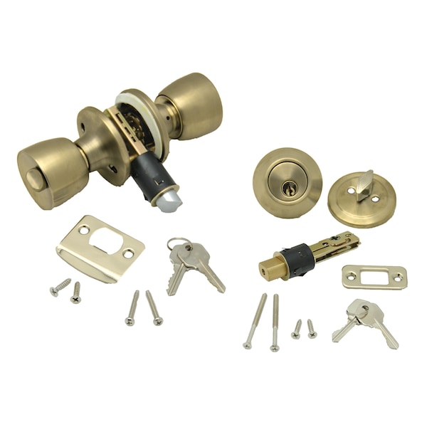 Ap Products AP Products 013-234 Combo Lock Set with Knob Lock and Dead Bolt - Polished Brass - 013-234