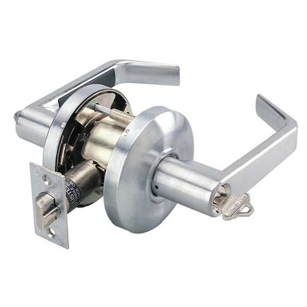 Cal-Royal Grade 2 Cylindrical Lock, 03-Classroom, SL-Lever, Round Rose, Satin Chrome, 2-3/4 Inch Backset,  - CSL03-26D