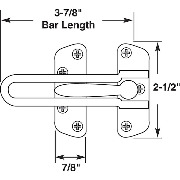 Prime-Line Security Swing Bar Lock for Swing-In Doors, 3-7/8 In. Bar Length x 2-1/2 Inch, Matte Black 1 Set - U 11446