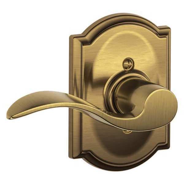 Schlage Antique Brass Dummy Lever Lockset, Accent/Camelot, Left Hand - F170 ACC 609 CAM LH