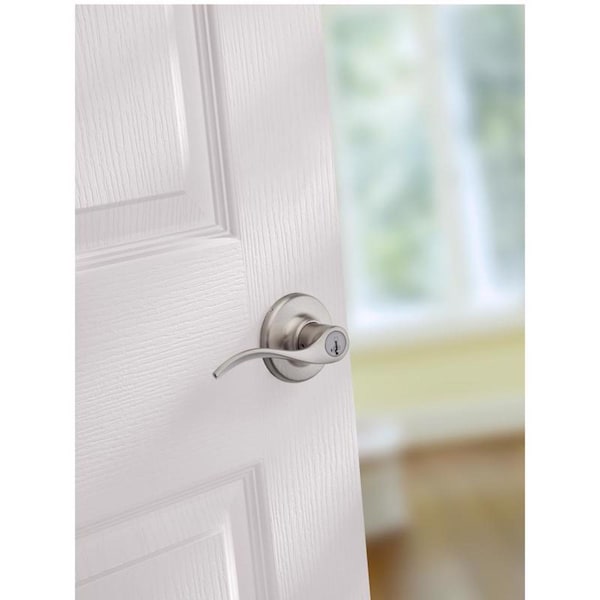 Kwikset Kwikset SmartKey Security Wave Satin Nickel Entry Lever KW1 2-3/4 in. - 94050-673