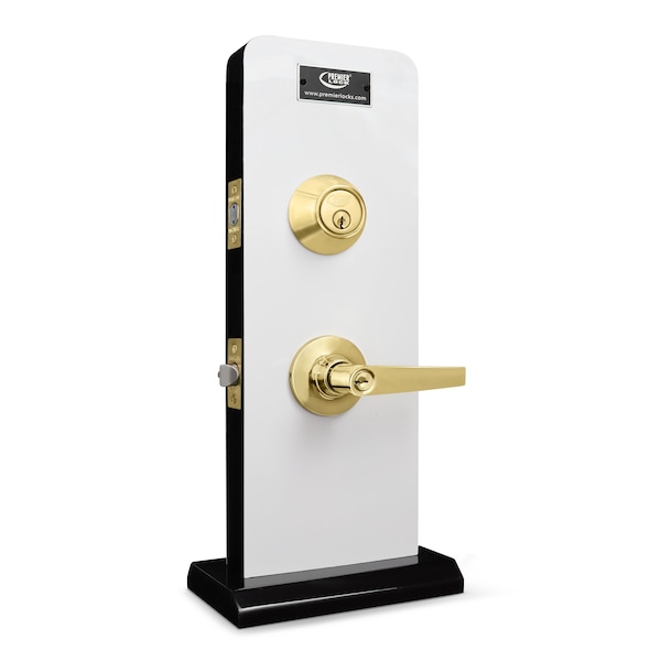Premier Lock Entry Door Lever Combo Lock Set with Deadbolt Set of 2, Keyed Alike, Solid Brass, 2PK - LED02-2