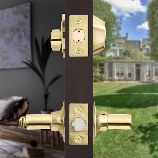 Premier Lock Entry Door Lever Combo Lock Set with Deadbolt Set of 2, Keyed Alike, Solid Brass, 2PK - LED02-2