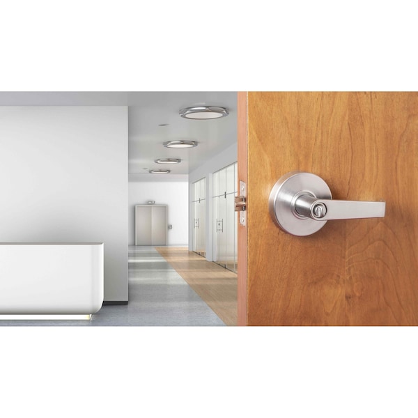 Trans Atlantic Co. LSV Saturn Standard Duty Brushed Chrome Grade 2 Commercial Entry Door Lever/Handle with Lock and IC Core - DL-LSV53IC-US26D