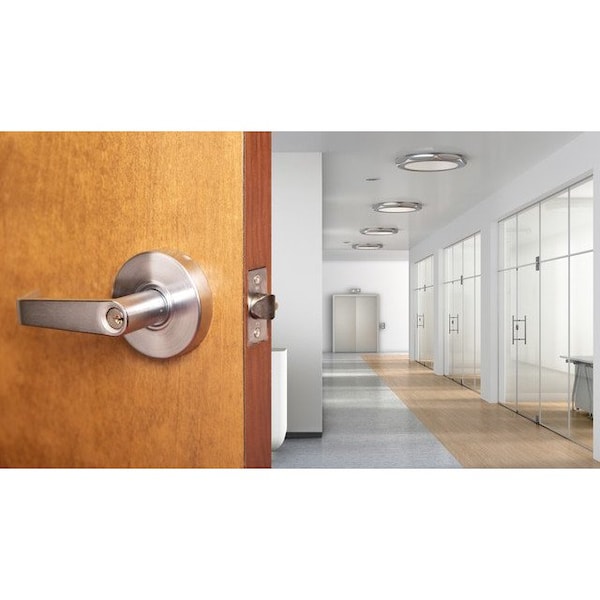 Trans Atlantic Co. LSV Saturn Standard Duty Brushed Chrome Grade 2 Commercial Entry Door Lever/Handle with Lock and IC Core - DL-LSV53IC-US26D