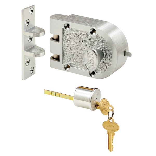 Prime-Line Single Cylinder Deadbolt in Bronze Construction, 4-1/2 in., Brushed Chrome Single Pack - SE 15328