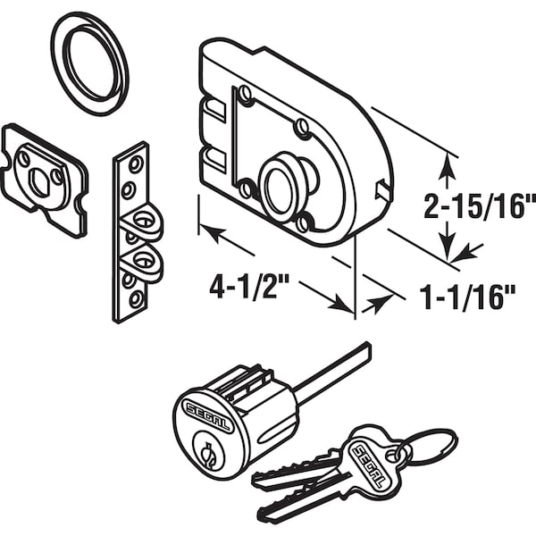 Prime-Line Single Cylinder Deadbolt in Bronze Construction, 4-1/2 in., Brushed Chrome Single Pack - SE 15328