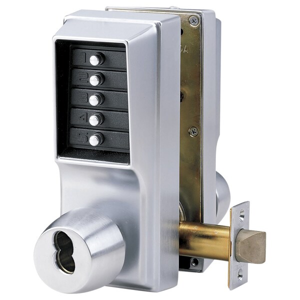 Dormakaba Cylindrical Knob Lock, Combination or Key Override Entry, Combination or Key Override Exit, 2-3/4-in - EE1021C/EE1021C-26D-41