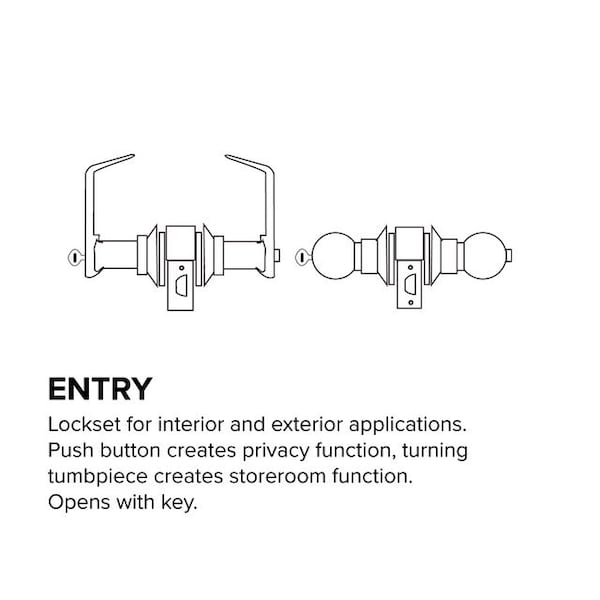 Trans Atlantic Co. SVB Series Stainless Steel Grade 2 Standard Duty Commercial Cylindrical Entry Door Knob with Lock - DL-SVB53-US32D