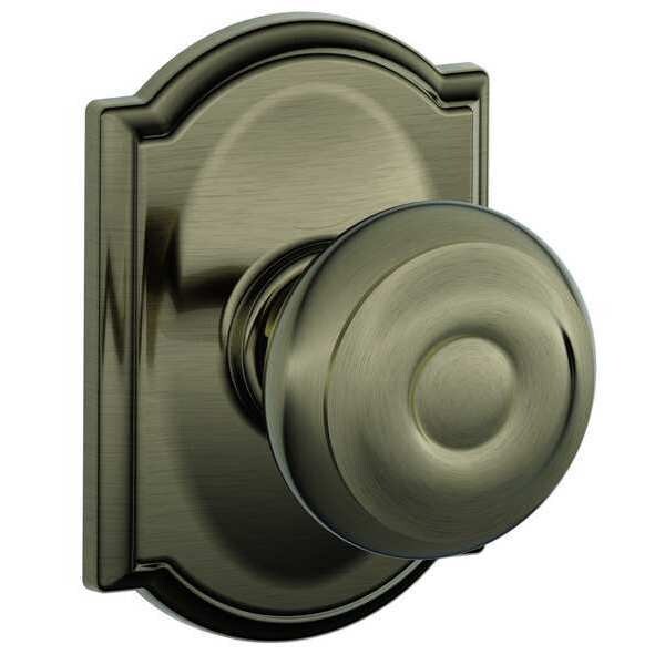 Schlage Antique Pewter Passage Knob Lockset, Georgian/Camelot - F10 GEO 620 CAM