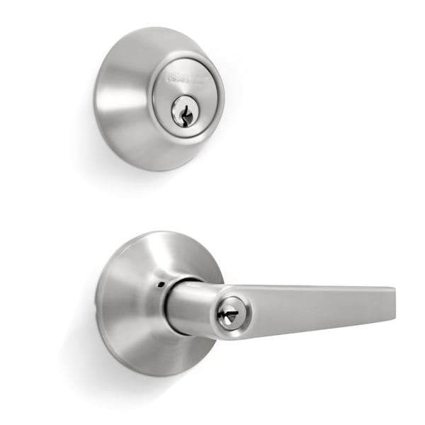 Premier Lock Entry Door Lever Combo Lock Set with Deadbolt, Stainless Steel - LED03C
