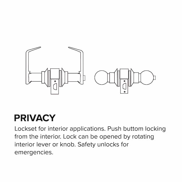 Sapphire Contra Collection Modern Satin Brass Grade 3 Privacy Bed/Bath Door Handle with Lock - LS-CON40-US4