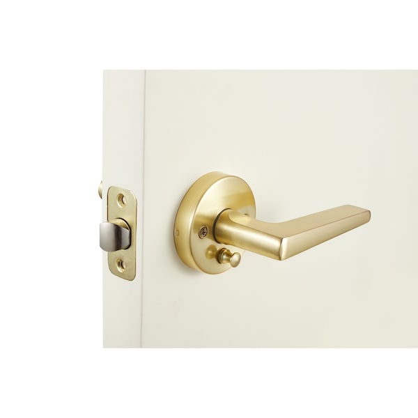 Sapphire Contra Collection Modern Satin Brass Grade 3 Privacy Bed/Bath Door Handle with Lock - LS-CON40-US4