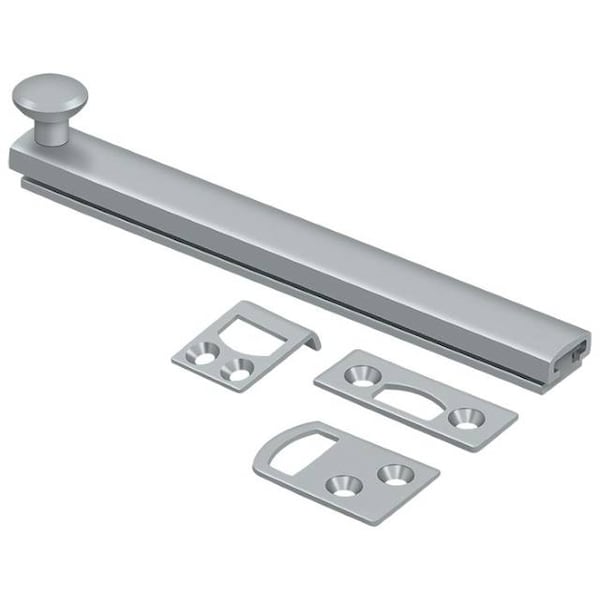 Deltana Surface Bolt, Concealed Screw, Heavy Duty Satin Chrome 6" - 6SBCS26D