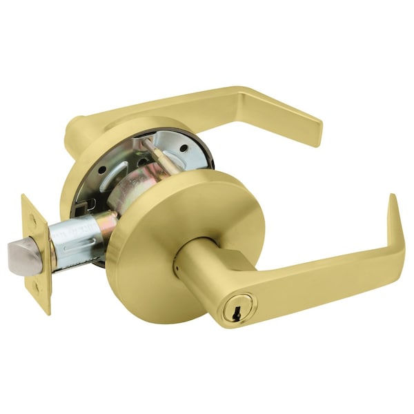 Falcon Grade 2 Storeroom Cylindrical Lock, Key in Lever Cylinder, Dane Lever, Standard Rose, Satin Brass - W581CP6D D 606