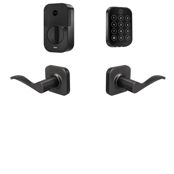 Yale Real Living Yale Assure Lock 2 Bundle with Key Free Touchscreen Wi Fi Deadbolt, Norwood Lever Passage, and - BYRD450WF1NWBSP