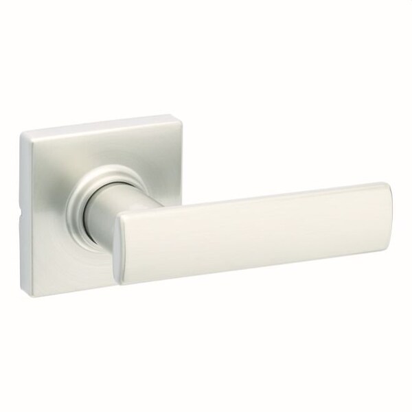 Kwikset Breton Lever with Square Rose Passage Door Lock with 6AL Latch and RCS Strike Satin Nickel Finish - 200BRNLSQT-15