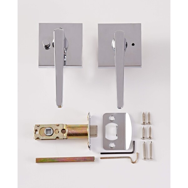 Sure-Loc Hardware Sure-Loc Hardware Basel Square Privacy Lever, Reversible Handing, Polished Chrome - BS102-SQ 26