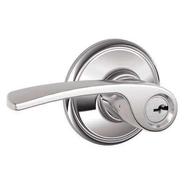 Schlage Bright Chrome Entrance Lever Lockset, Manhattan - F51A MNH 625
