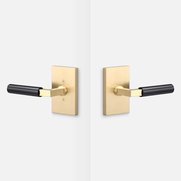 Sure-Loc Hardware Sure-Loc Hardware Levanto Passage Rosette, Satin Brass, Smooth Grip in Flat Black - LV101 SB GRIP-SM FBL