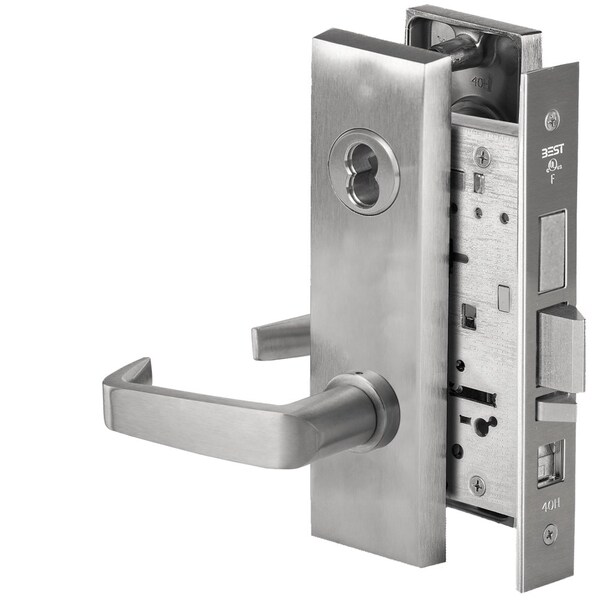 Best Grade 1 Office Mortise Lock, 15 Lever, M Escutcheon, SFIC Housing Less Core, Satin Chrome Finish, Fi - 45H7AB15M626