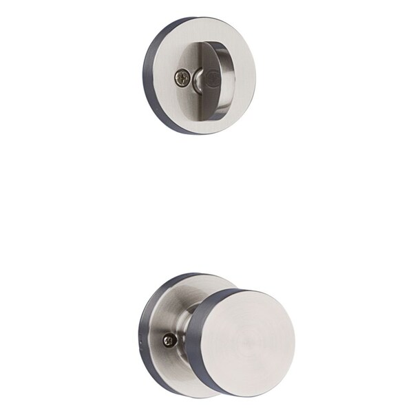 Kwikset Pismo Knob with Round Rose Interior Single Cylinder Handleset Trim Satin Nickel Finish - 966PSKRDT-15.UNIV