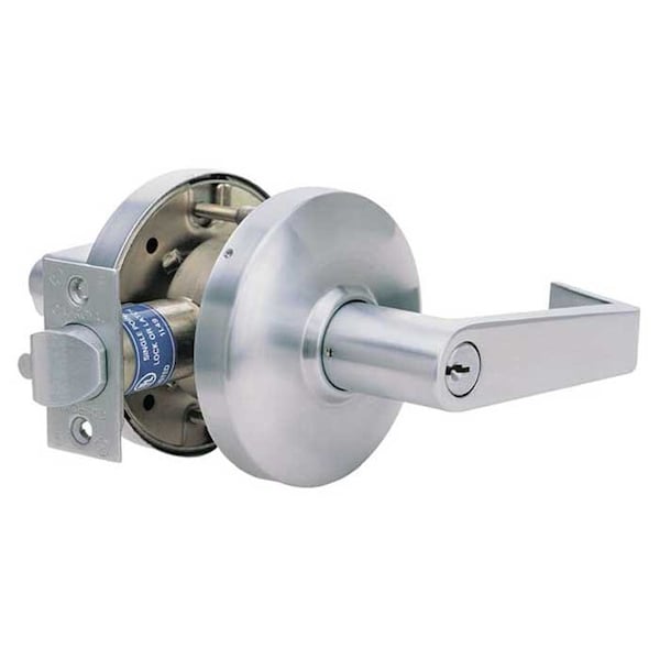 Cal-Royal Grade 1 Cylindrical Lock, 00-Entrance/Office, GN-Lever, Round Rose, Satin Chrome, 2-3/4 Inch - CGN00-26D