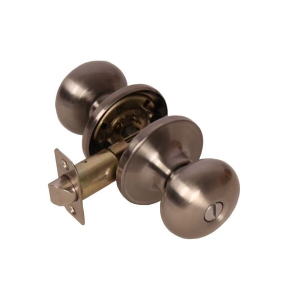Pamex Baron Knob with Round Rose Privacy Lockset Grade 3 Satin Nickel Finish - FTFP10
