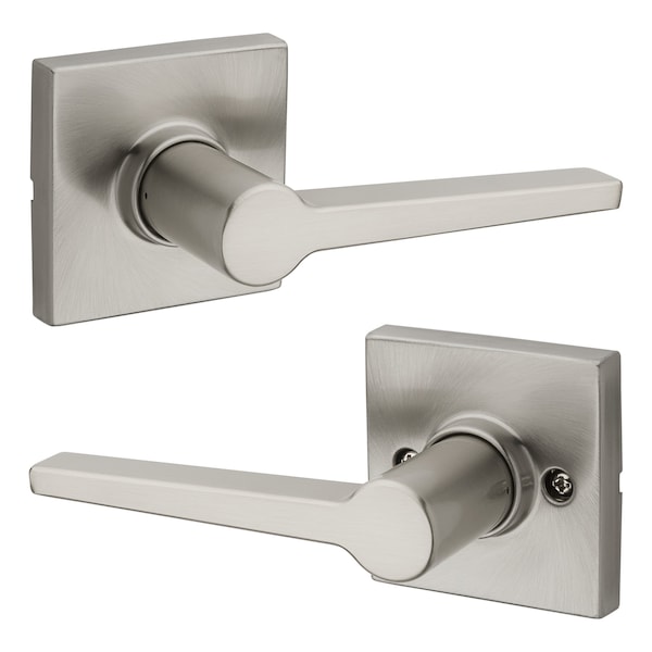 Safelock Daylon Lever with Square Rose Passage Lock with RCAL Latch and RCS Strike Satin Nickel Finish - SL1000DALSQT-15