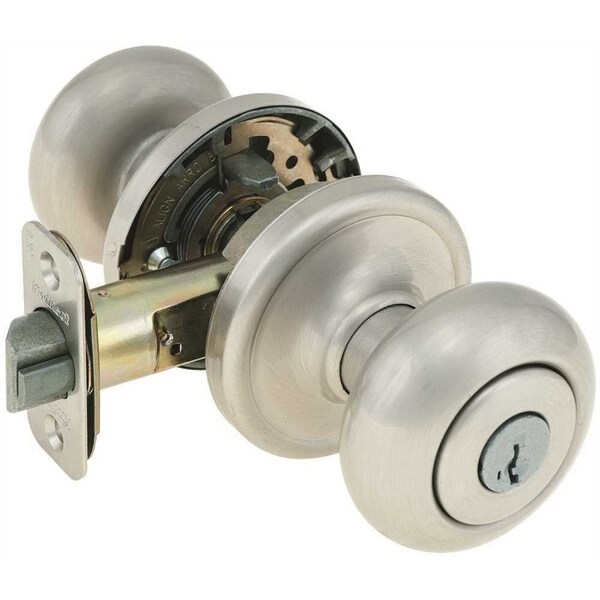 Kwikset SmartKey Security Hancock Storeroom Lock, Satin Nickel - 750H 15 SMT 6AL RCS
