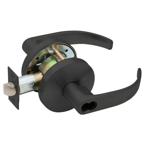 Falcon Grade 2 Entry Cylindrical Lock, SFIC Prep Less Core, Quantum Lever, Standard Rose, Flat Black Coated - W501BD Q 622
