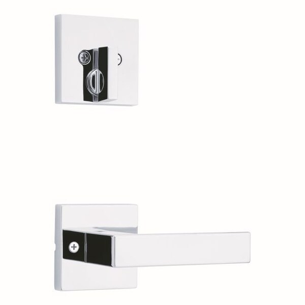 Kwikset Single Cylinder Interior Singapore Lever Trim with Square Rose Bright Chrome Finish - 971SALSQT-26
