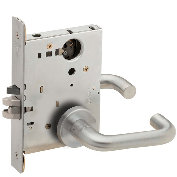 Schlage Grade 1 Entrance Office Mortise Lock, Less Cylinder, 03 Lever, A Rose, Satin Chrome Finish - L9050L 03A 626