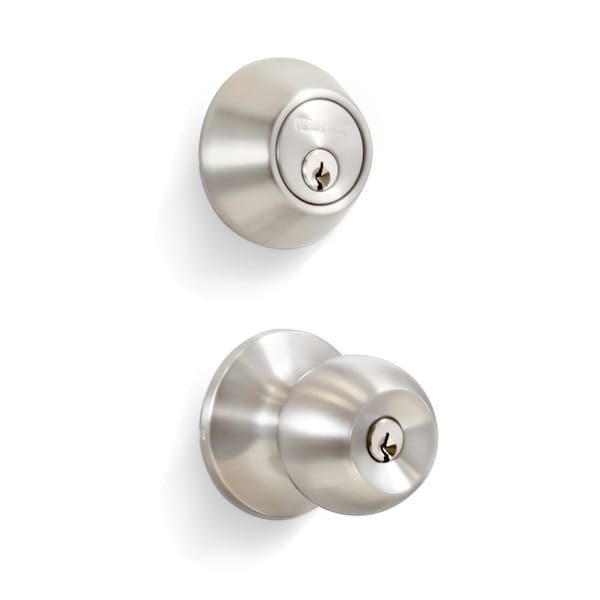 Premier Lock Entry Door Knob Combo Lock Set with Deadbolt, Stainless Steel - ED03C