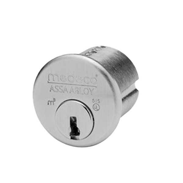 Medeco M3 Mortise Cylinder, 1-1/4, 6-Pin DL Keyway, Sub-Assembled, CT-Z02 Adams Rite Cam, Satin Chr - 10T0500-26-DLQ-Z02