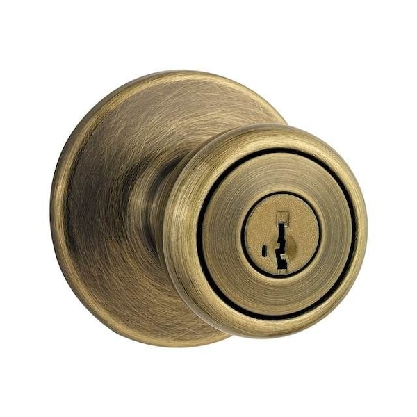 Kwikset Tylo Knob Entry Door Lock SmartKey with New Chassis with 6AL Latch, RCS Strike Antique Brass Finish - 400T-5S