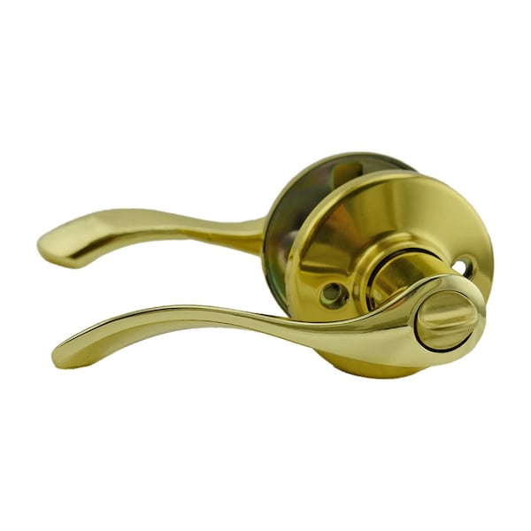 Kwikset Balboa Lever Privacy Door Lock with New Chassis and 6AL Latch and RCS Strike Bright Brass Finish - 300BL-3