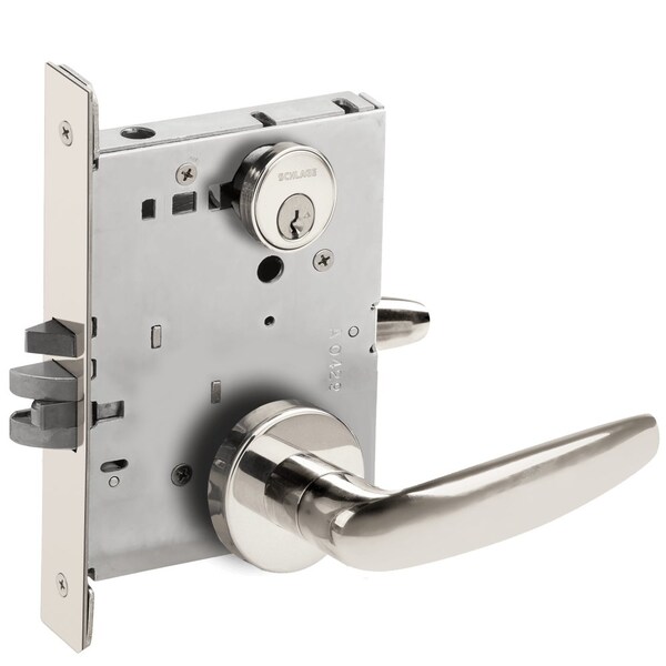 Schlage Grade 1 Storeroom Mortise Lock, Conventional Cylinder, S123 Keyway, 07 Lever, A Rose, Bright Chrome - L9080P 07A 625