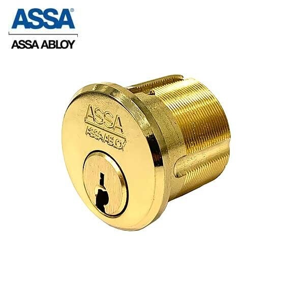Assa Abloy 1-1/2" Maximum+ Mortise Cylinder Bright Brass Adams Rite Cam - ASS-9854-1-605-COMP-0A7