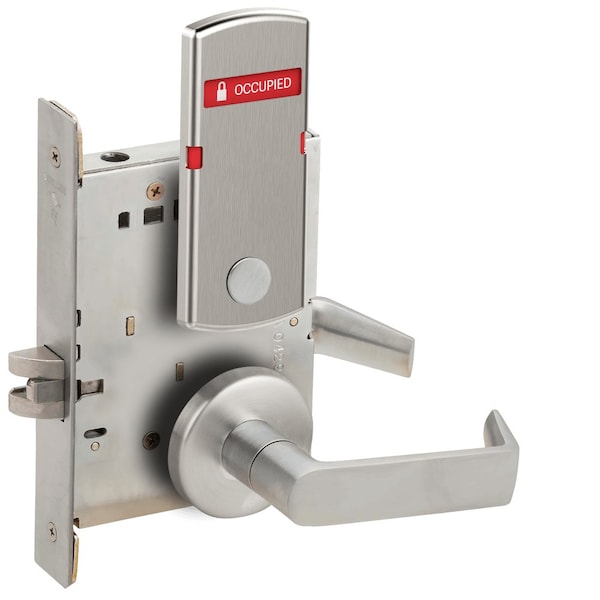Schlage Grade 1 Bed Bathroom Privacy Mortise Lock, 06 Lever, B Rose, Indicator displays with Text, Exterior - L9040 06B 626 L283-722