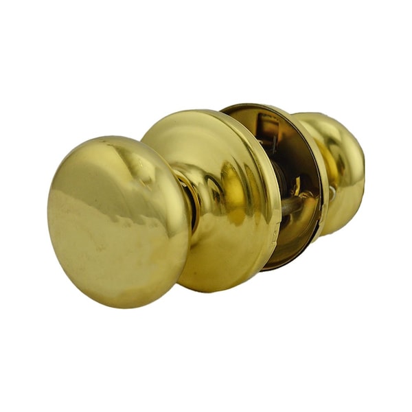 Kwikset Hancock Knob Passage Door Lock with New Chassis with 6AL Latch and RCS Strike Bright Brass Finish - 720H-3