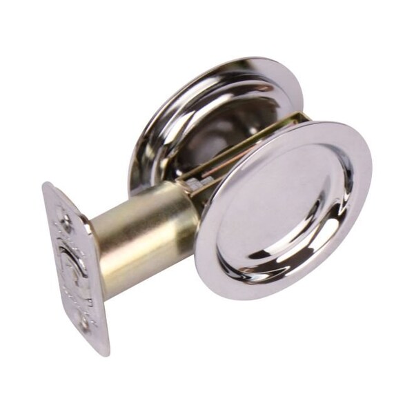 Pamex Passage Round Sliding Door Lock with 2-3/8in Backset Standard Bright Chrome Finish - PF2230
