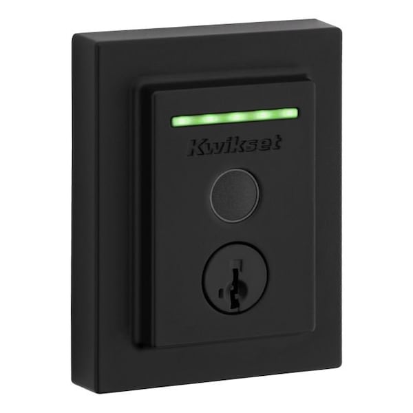 Kwikset Halo Touch Contemporary Fingerprint Deadbolt , Built-in Wifi and SmartKey Backup Matte Black Finish - 959CNTFPRT-514S