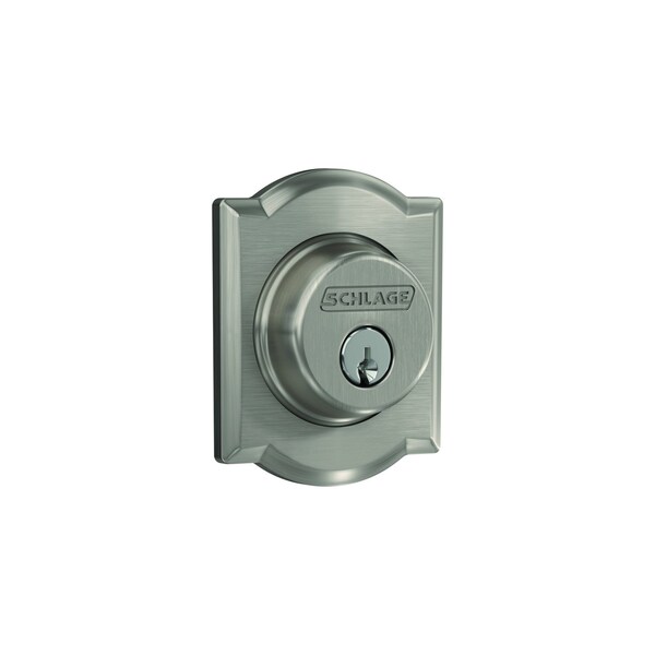 Schlage Camelot Satin Nickel Metal Single Cylinder Deadbolt - B60GCCAM619