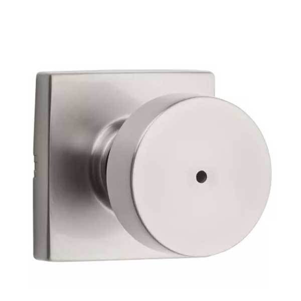 Kwikset Kwikset: Pismo Privecy Door Knob with Square Rose  Satin Nickel - KWS-730PSK-SQT-15