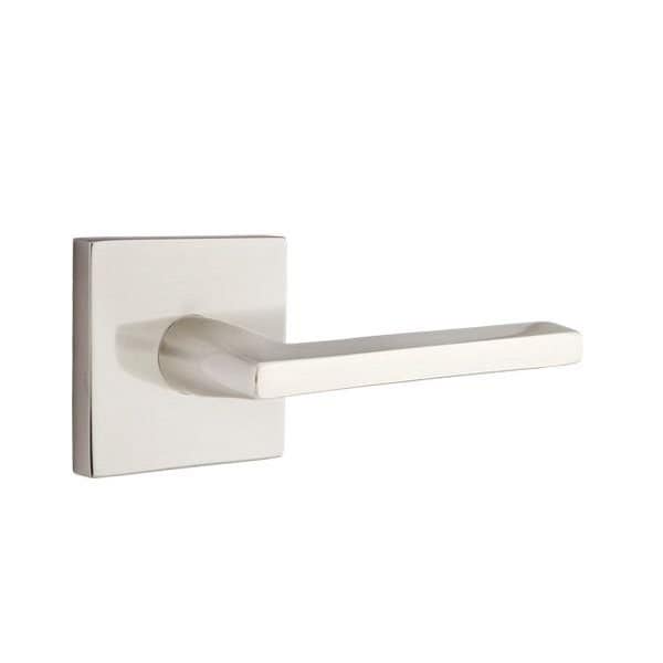 Emtek Helios Lever Left Hand 2-3/8 in Backset Privacy w/Square Rose for 1-1/4 in to 2 in Door Satin Nickel - 5210HLOUS15LH