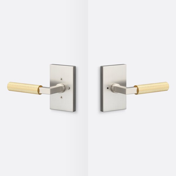 Sure-Loc Hardware Sure-Loc Hardware Levanto Privacy Rosette, Nickel, Knurled Grip in Satin Brass - LV102 NI GRIP-KN SB