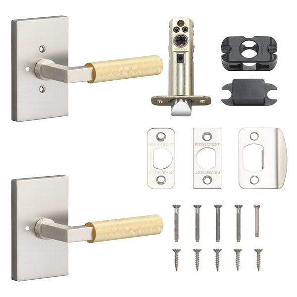 Sure-Loc Hardware Sure-Loc Hardware Levanto Privacy Rosette, Nickel, Knurled Grip in Satin Brass - LV102 NI GRIP-KN SB