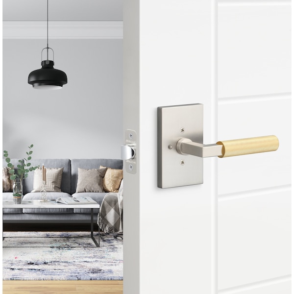 Sure-Loc Hardware Sure-Loc Hardware Levanto Privacy Rosette, Nickel, Knurled Grip in Satin Brass - LV102 NI GRIP-KN SB